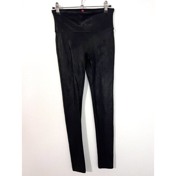 Spanx Black Velvet Skinny Stretchy Leggings High Rise Size S - Picture 2 of 7
